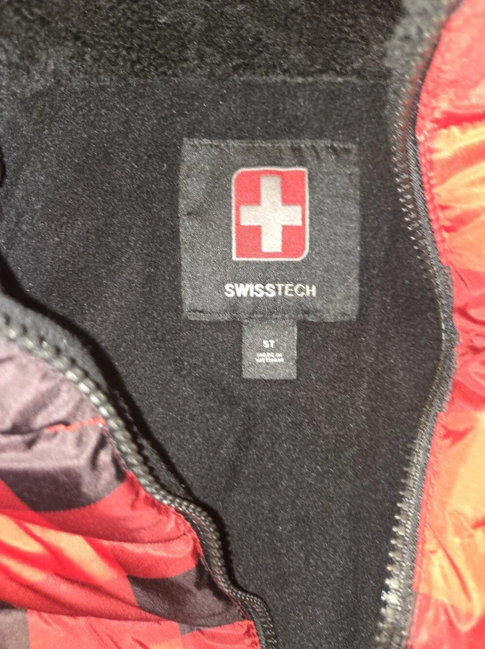Swiss Tech Red & Black Buffalo Plaid Kids Puffer Jacket